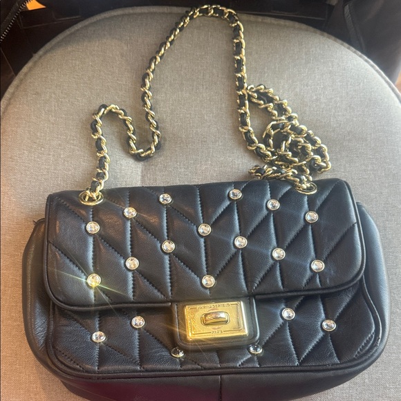 Karl Lagerfeld Handbags - Karl Lagerfeld Black Studded Quilted Shoulder Bag